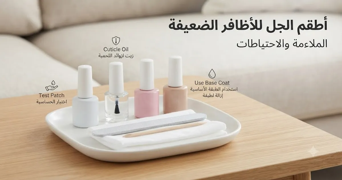طقم أظافر جل لطيف مع زيت للجلد المحيط بالأظافر ومقوٍ للأظافر ومبرد ناعم وطلاء جل