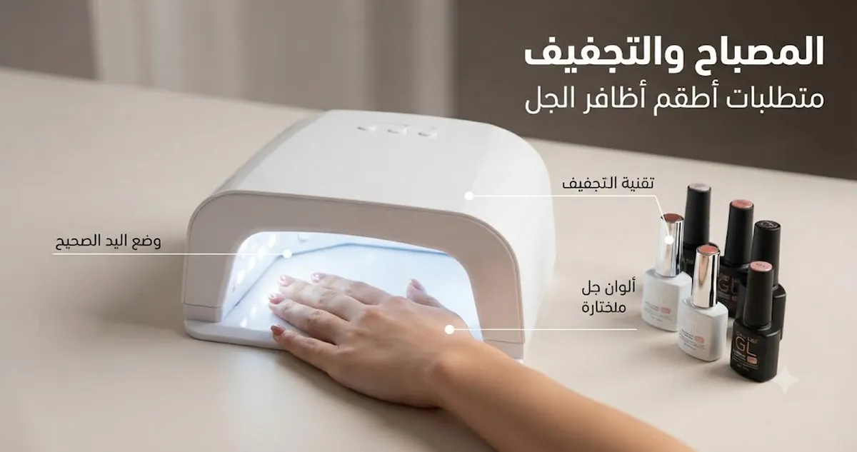 مصباح تجفيف أظافر الجل مع عبوات طلاء جل ويد موضوعة للتجفيف
