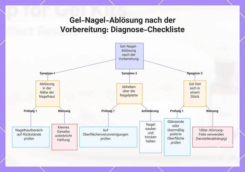 Gel-Nagel-Ablösung nach der Vorbereitung: Diagnose-Checkliste