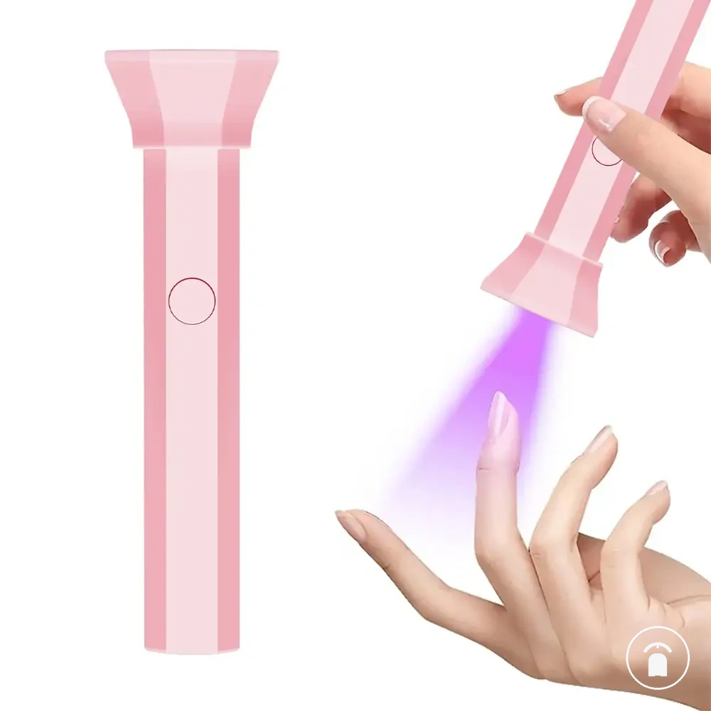 Mini USB UV light for curing gel nail polish during manicure use