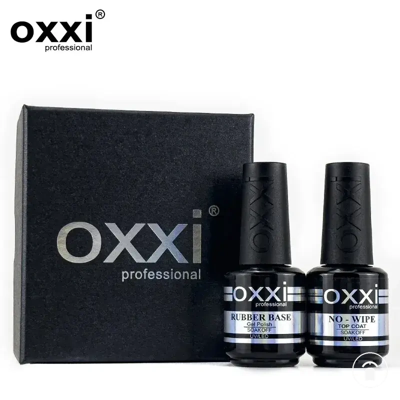Rubber base coat and no-wipe top coat set for semi-permanent gel polish