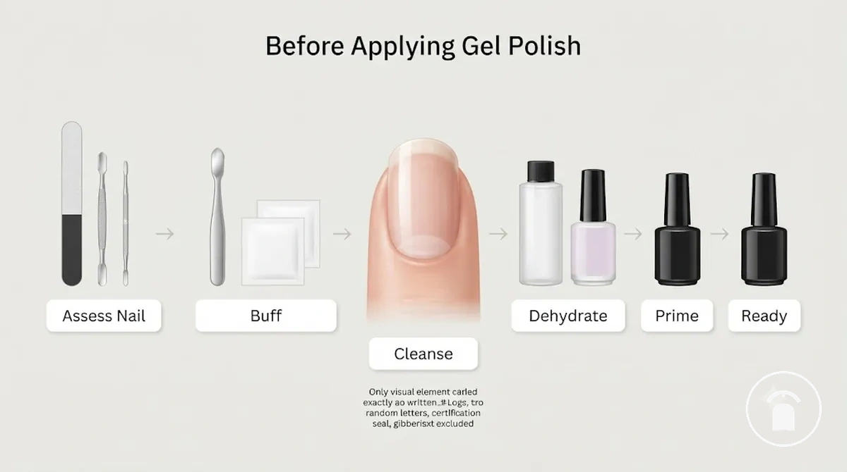Gel nail preparation steps before applying gel polish