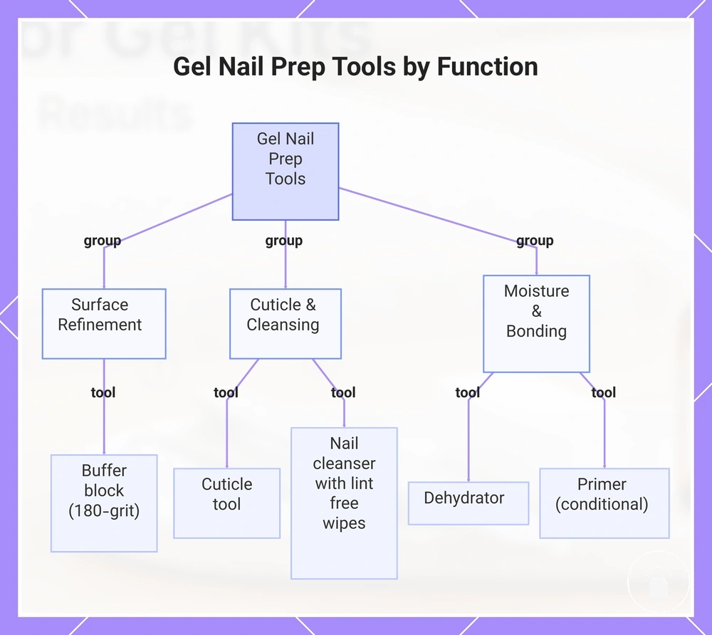 Gel Nail Prep Tools by Function