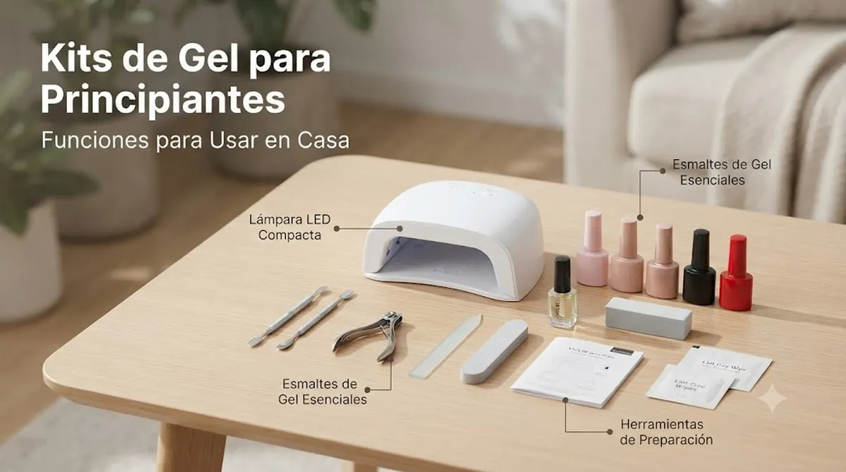 Kit de uñas de gel para principiantes con herramientas sencillas, esmalte de gel y una lámpara compacta de curado