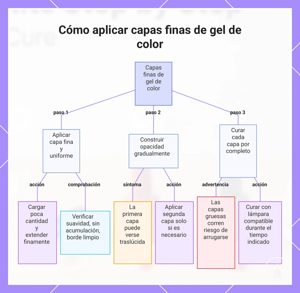 Cómo aplicar capas finas de gel de color