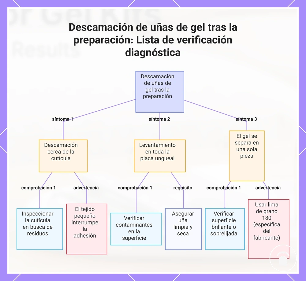 Descamación de uñas de gel tras la preparación: Lista de verificación diagnóstica