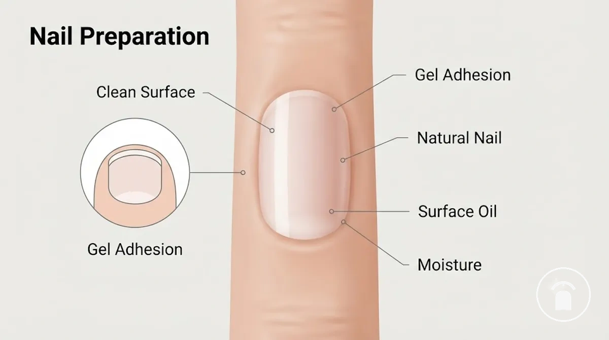 Preparación de la uña natural antes de aplicar una manicura de gel