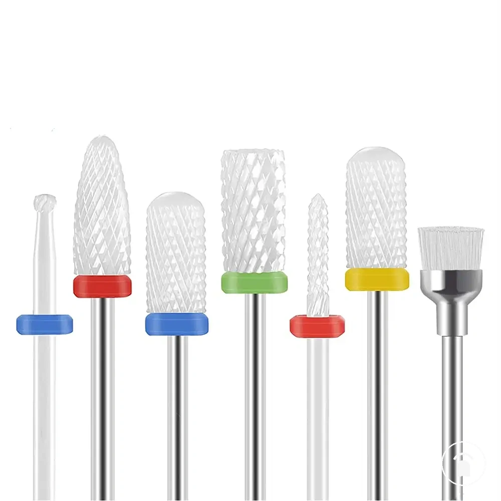 Kit de sept embouts céramique pour polissage et retrait du gel en manucure