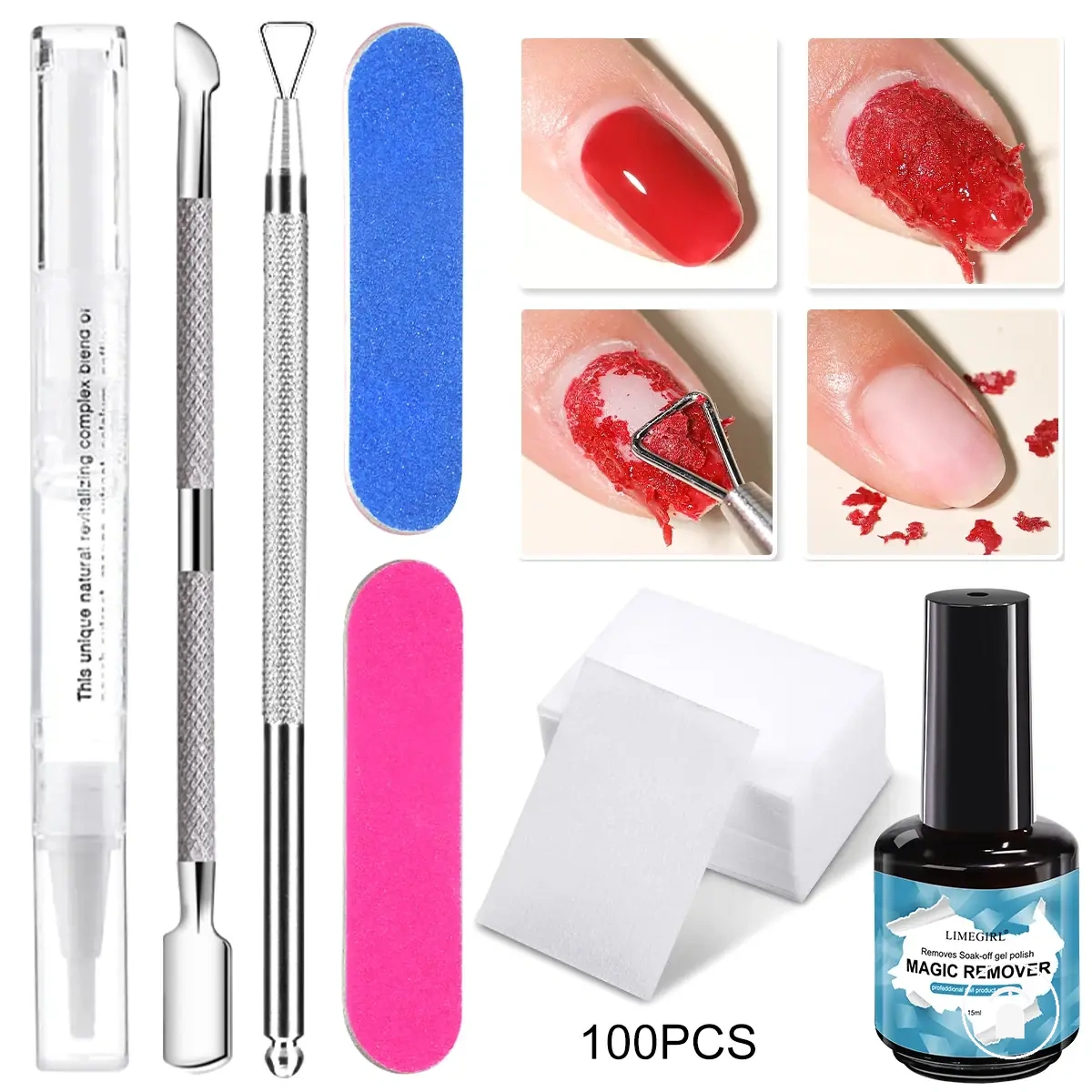 Kit de retrait du gel pour nettoyer et retirer le vernis gel UV pendant la manucure