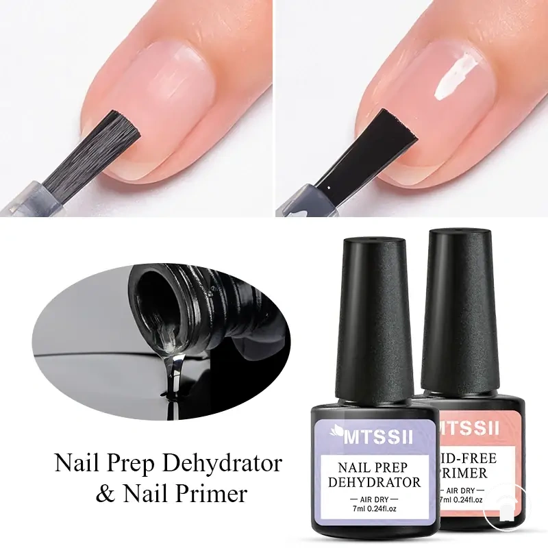 Primer déshydratant de préparation des ongles pour manucures avec vernis gel, base et top coat