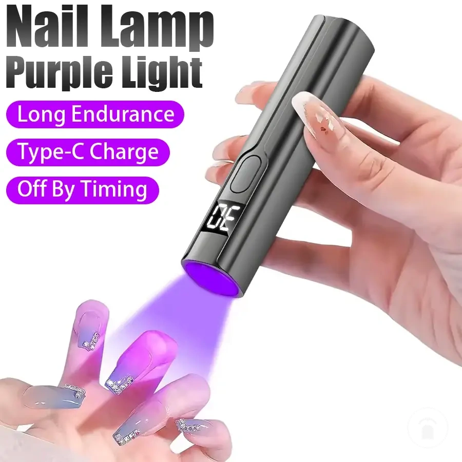 Mini lampe UV LED portable et rechargeable pour ongles avec écran, support et design amovible