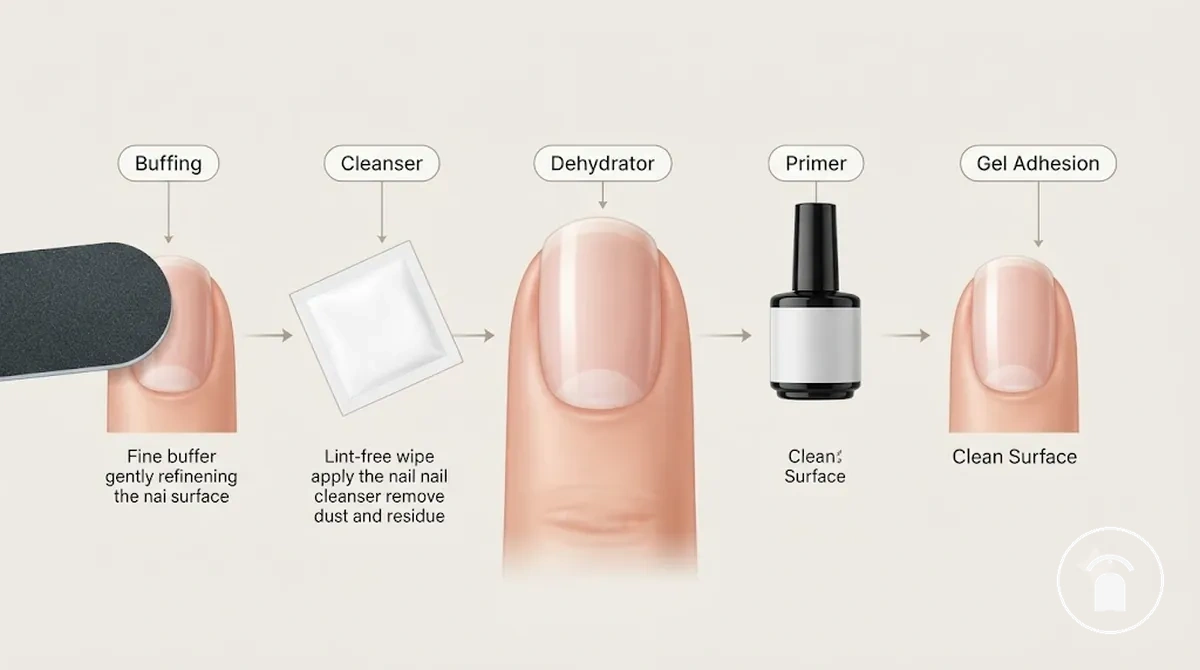 Biffage nettoyage dehydratation primer ongles