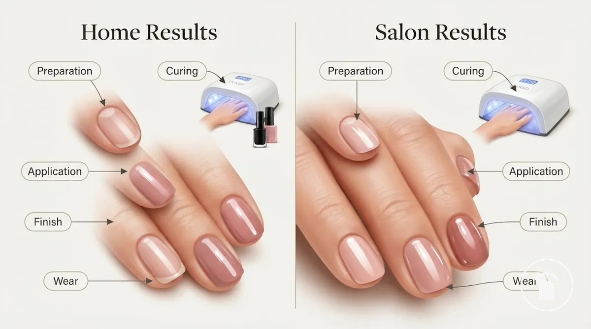 Comparaison des résultats, de la tenue et des attentes de finition des ongles en gel à la maison et en institut