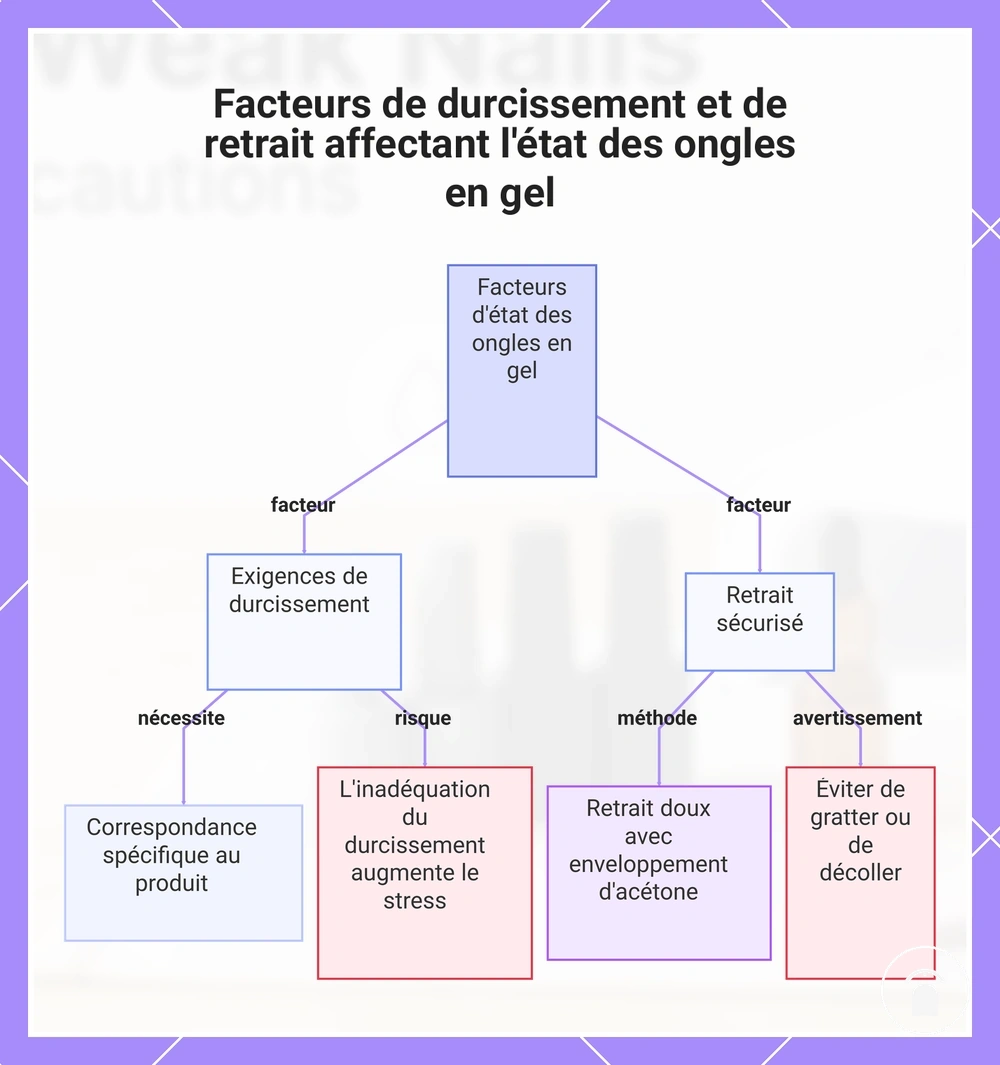 Facteurs de durcissement et de retrait affectant l'état des ongles en gel