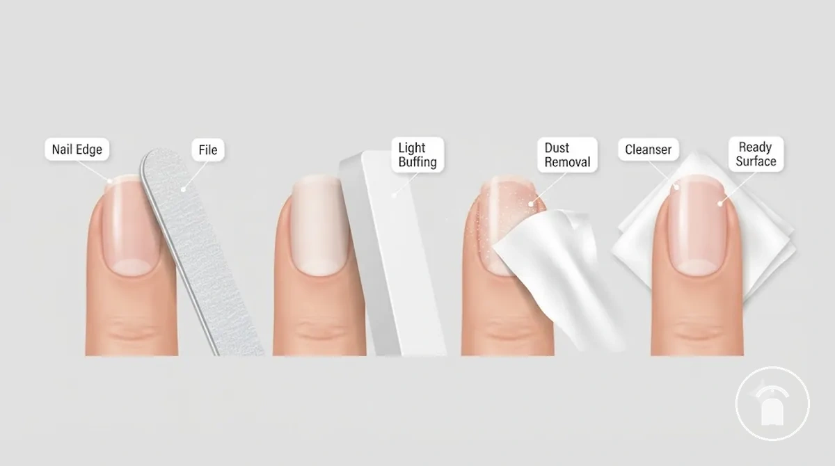 Lime à ongles limant le bord de l’ongle, bloc polissoir éliminant la brillance de surface, lingette nettoyante éliminant la poussière et surface d’ongle propre prête pour le vernis gel