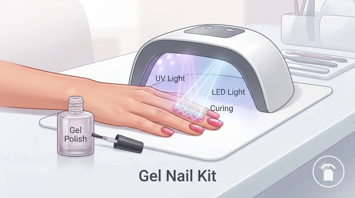 Lampe de polymérisation UV LED utilisée avec des produits pour ongles en gel