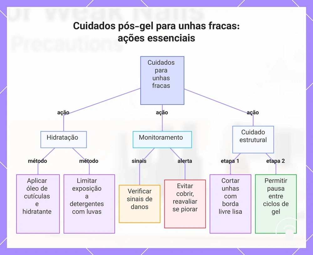 Cuidados pós-gel para unhas fracas: ações essenciais