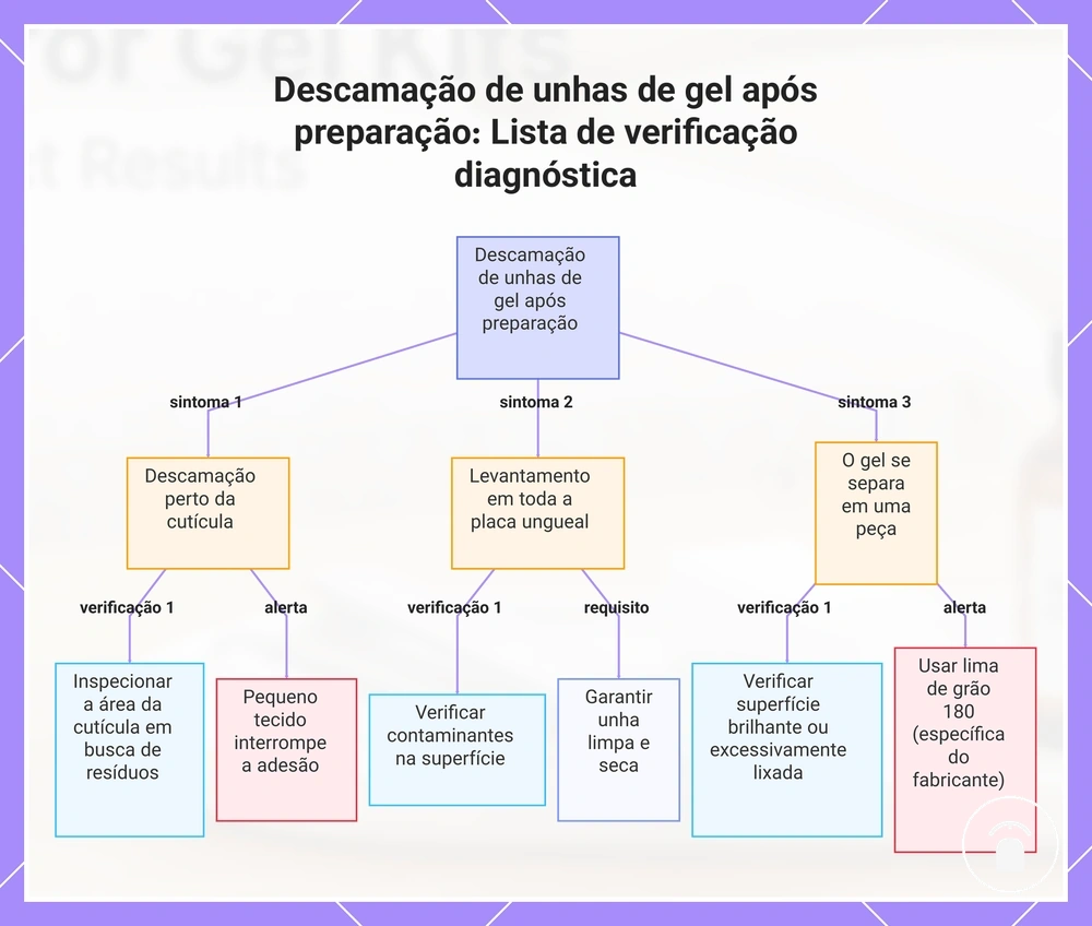 Descamação de unhas de gel após preparação: Lista de verificação diagnóstica