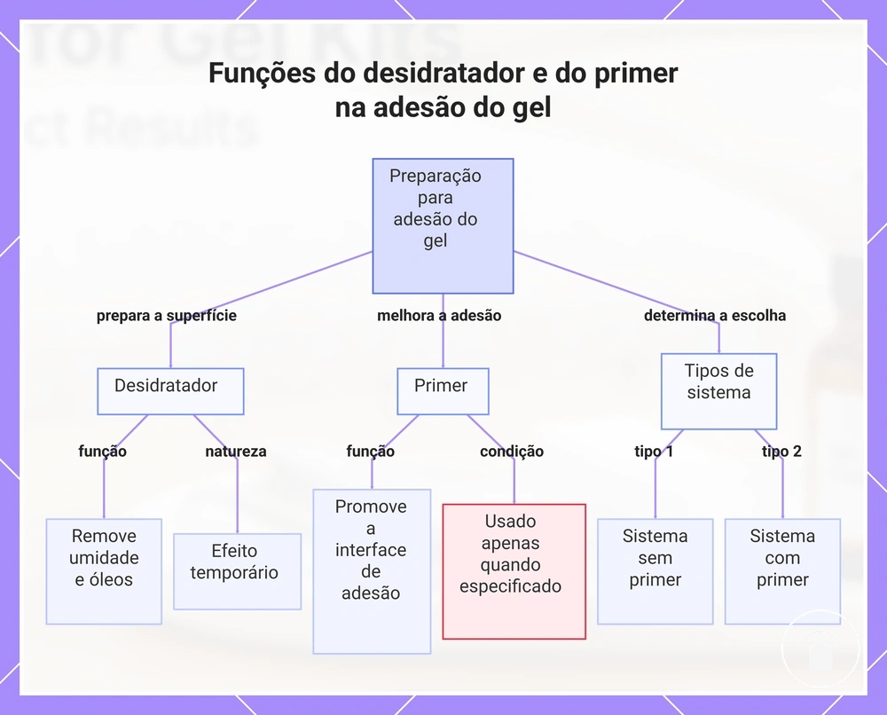Funções do desidratador e do primer na adesão do gel