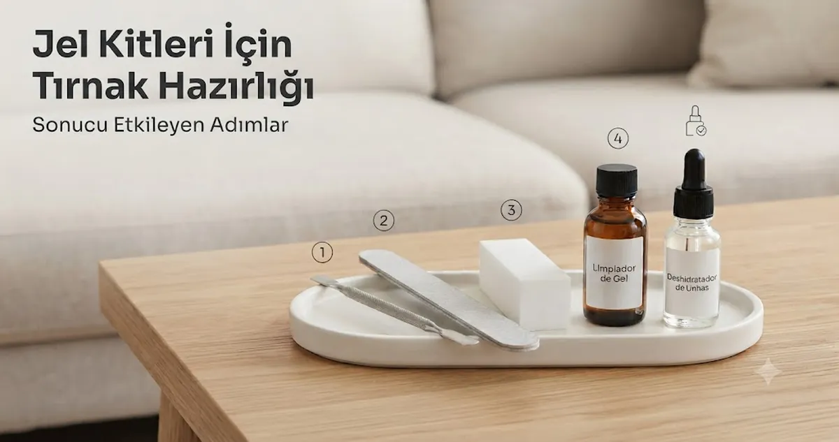 Tampon blok, törpü, temizleyici, dehidratör ve kütikül iticiyle jel tırnak kiti hazırlık araçları