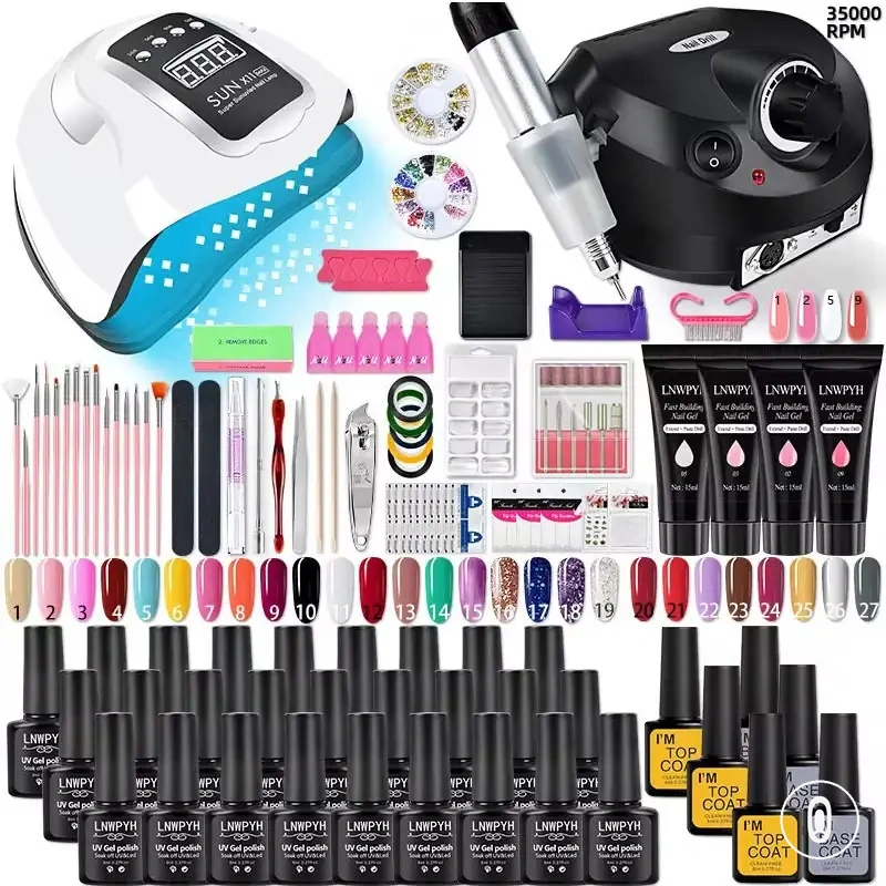 Acryl- und Polygel-Nagelkit mit Nagellampe, Glitzer-Gel und Manikürewerkzeugen