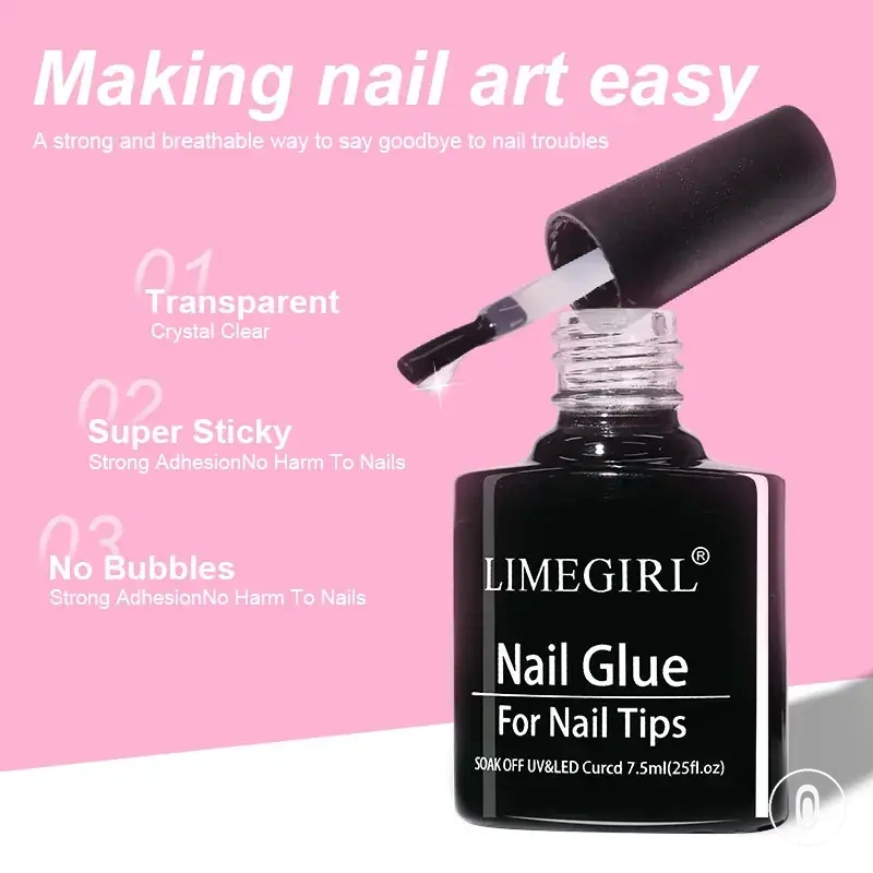 Nail tips glue gel for false nails, gel polish and hybrid manicure use