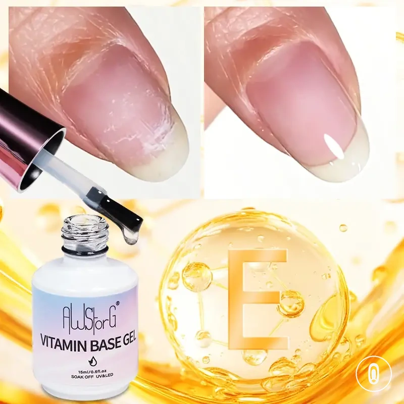 Vitamin E base coat gel polish with keratin and calcium for manicure use
