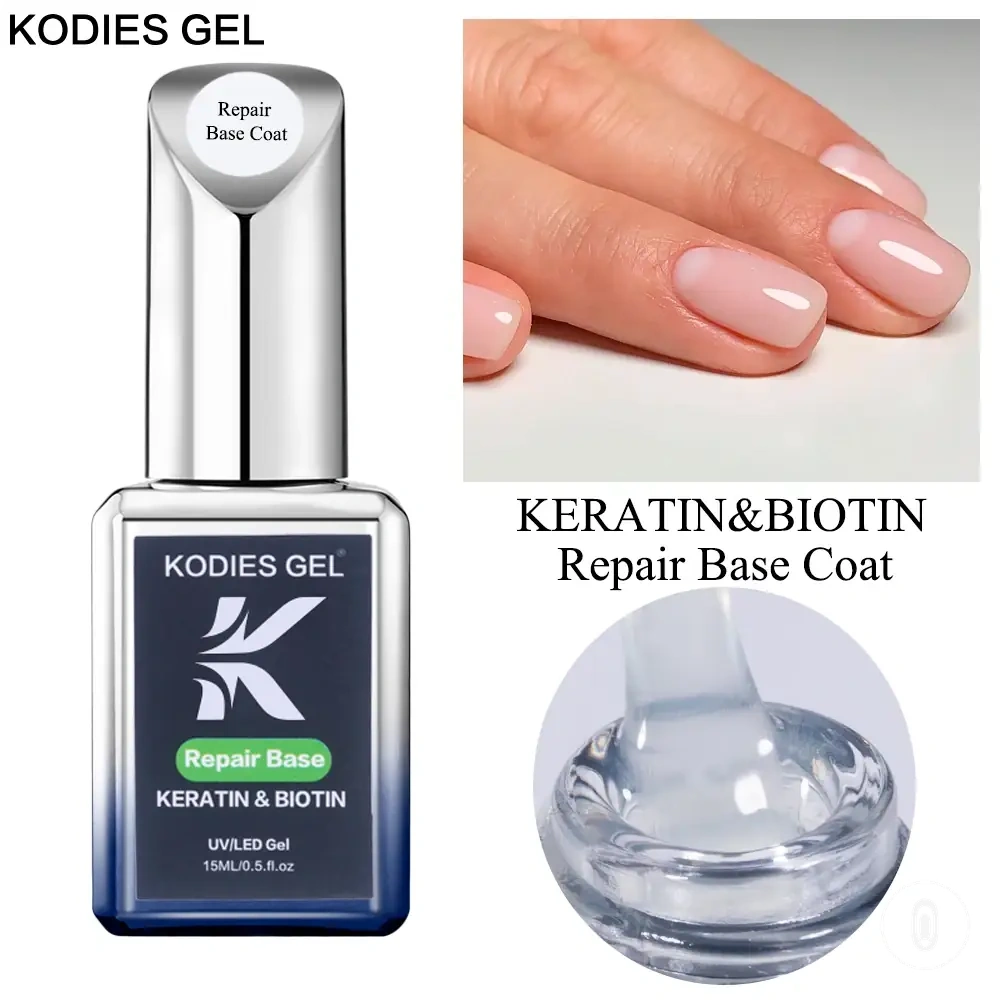 Vernis gel base réparateur avec kératine et biotine pour soin des ongles