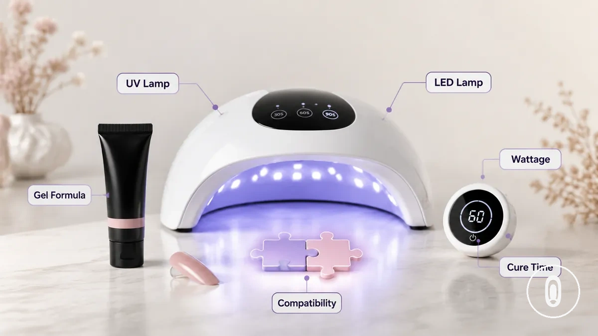 Lampe de polymérisation UV LED avec produits d’extension d’ongles en gel et embouts