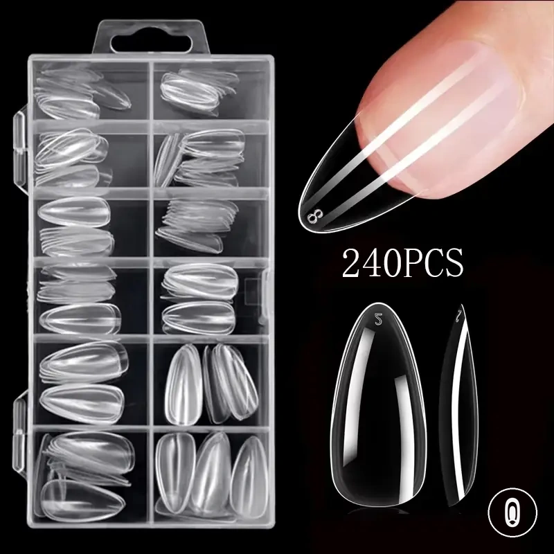 Tips de cobertura total variados em vários formatos e tamanhos para extensões de unhas