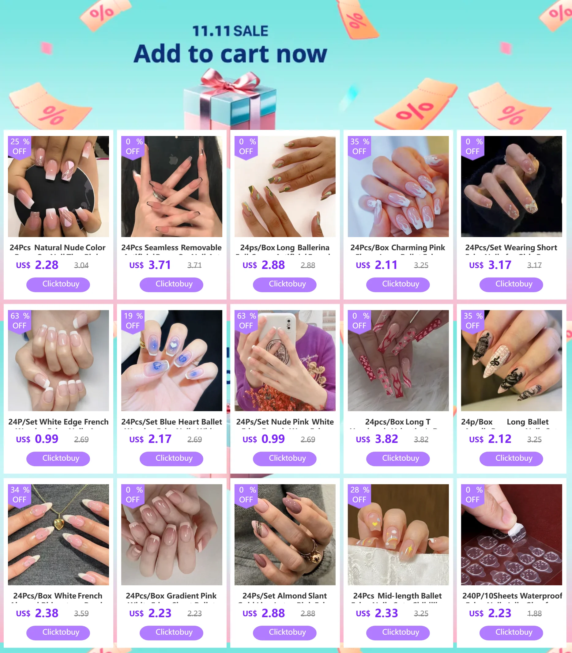 Faux ongles portables en forme d'amande