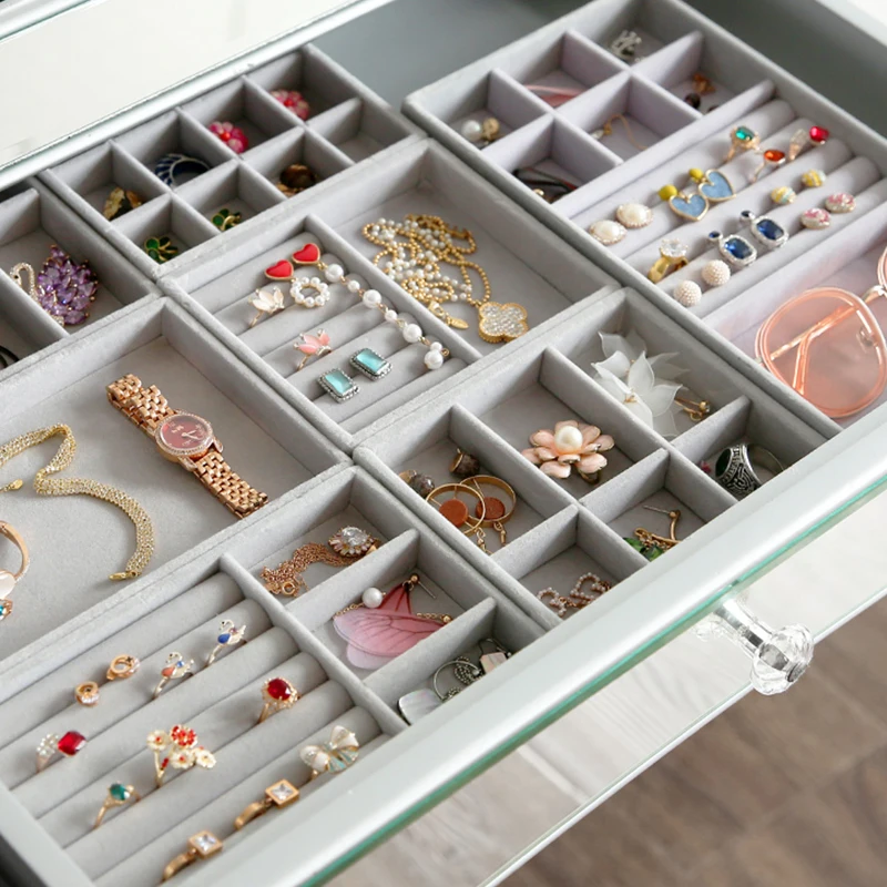 Boîte à bijoux en velours empilable