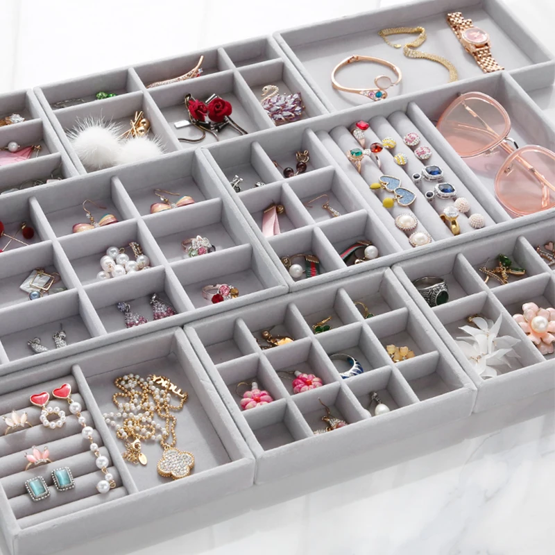 Boîte à bijoux en velours empilable