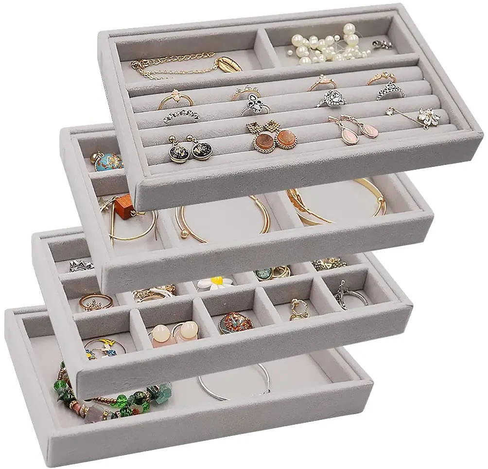 Boîte à bijoux en velours empilable