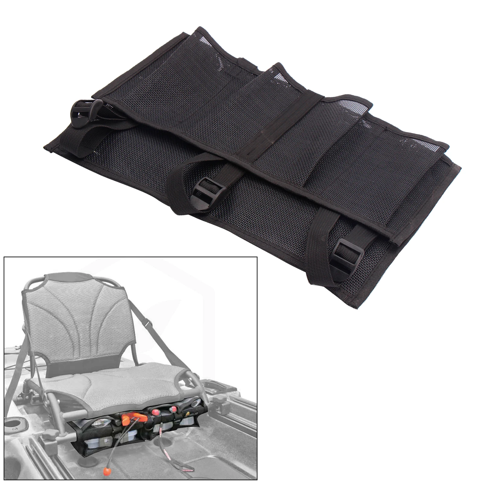 Durable Kayak Mesh Bag Beer Storage Pouch Rowing Boat Chair Tackle Tool Kit Bag Kayak Fishing Rod Holder Tackle Box Bag