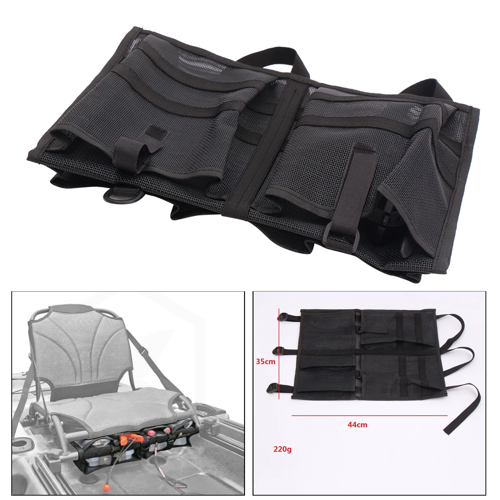 Durable Kayak Mesh Bag Beer Storage Pouch Rowing Boat Chair Tackle Tool Kit Bag Kayak Fishing Rod Holder Tackle Box Bag