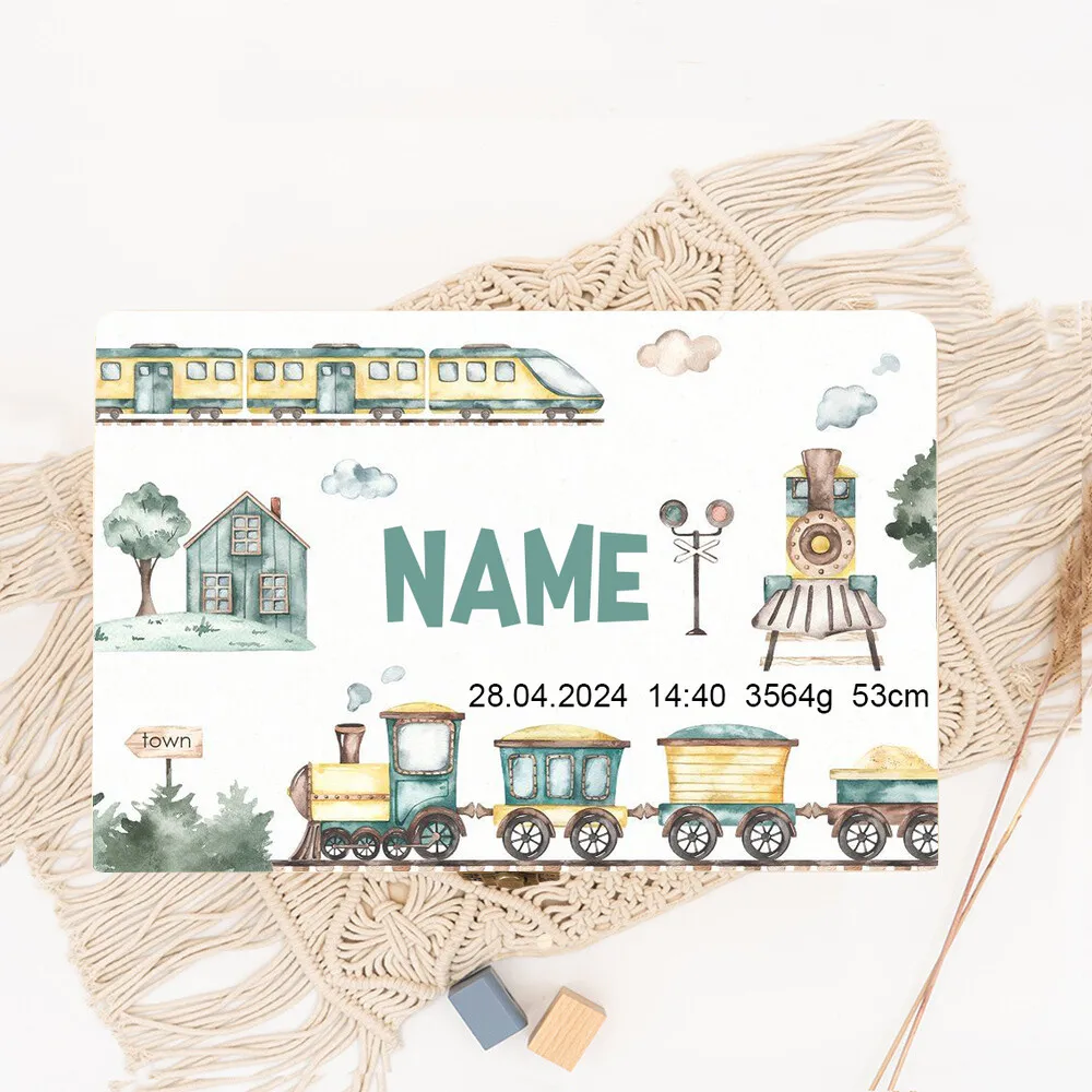 Boîte à mémoire de naissance en bois personnalisée