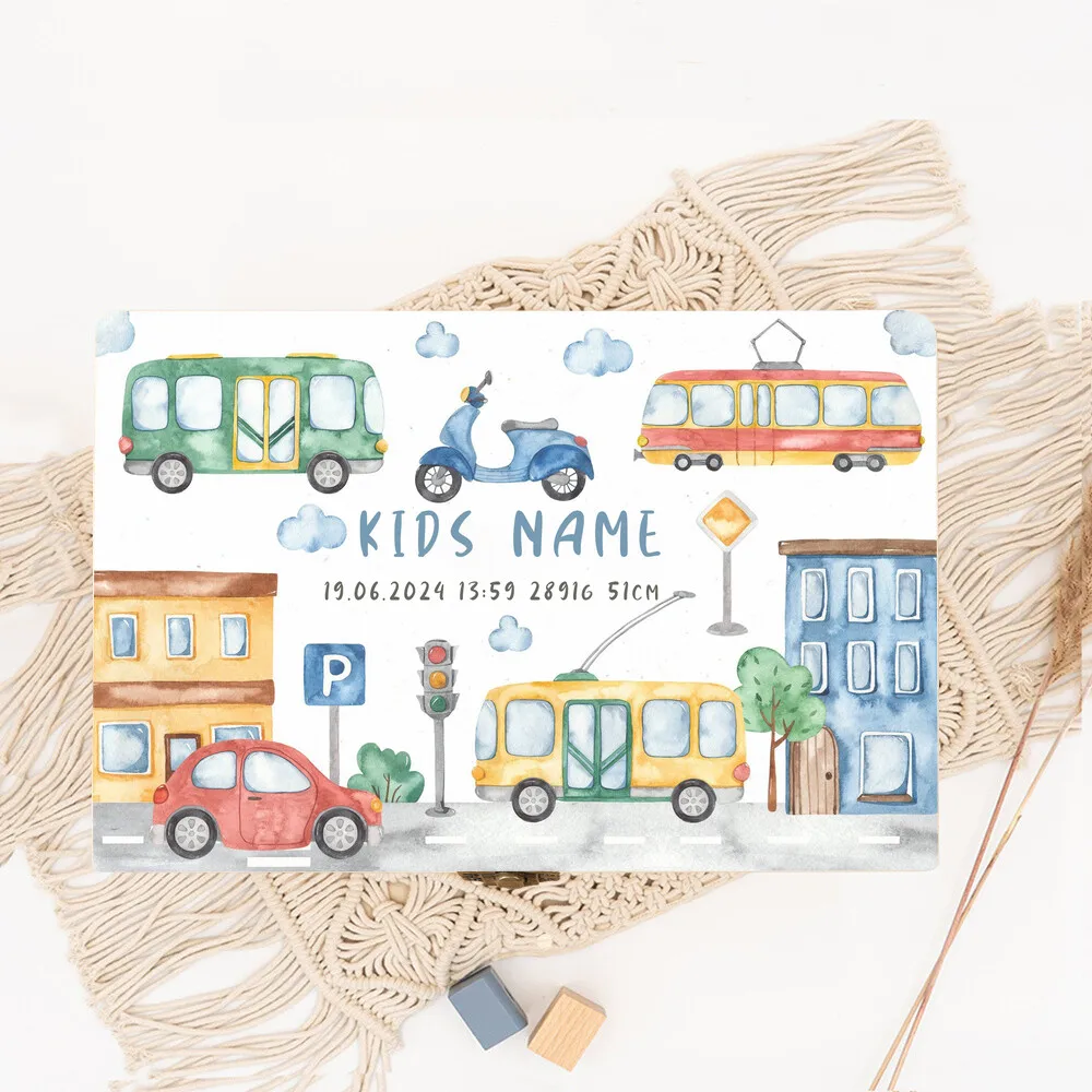 Boîte à mémoire de naissance en bois personnalisée