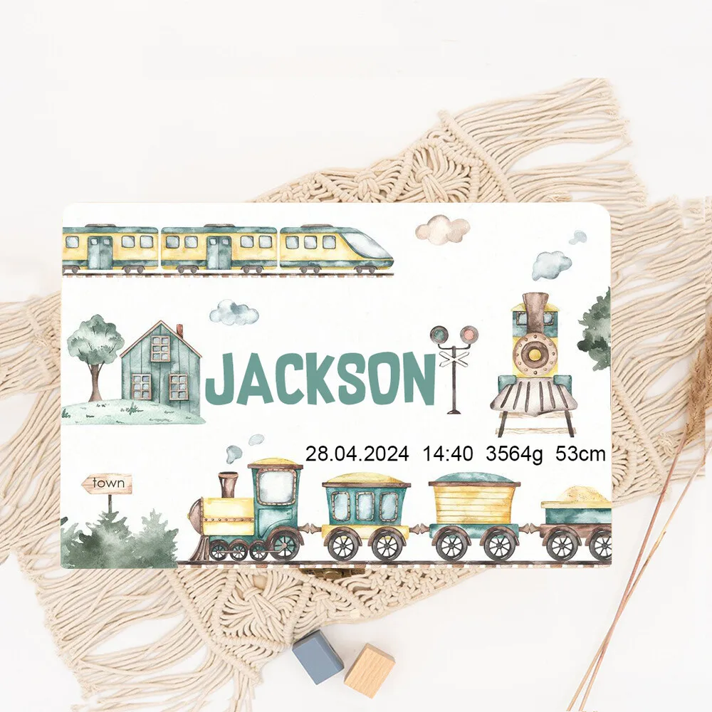 Boîte à mémoire de naissance en bois personnalisée