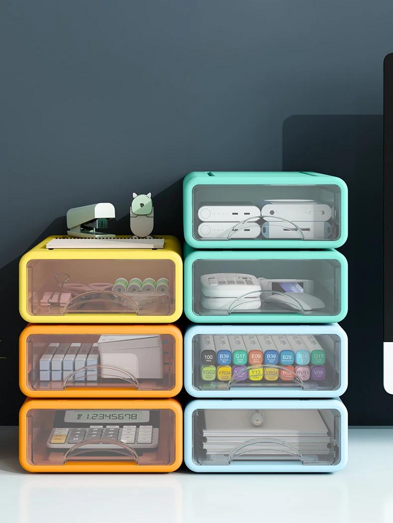 Panier Rangement Empilable Sans Couvercle Taille L - Organisation Maison Bureau Plastique Blanc