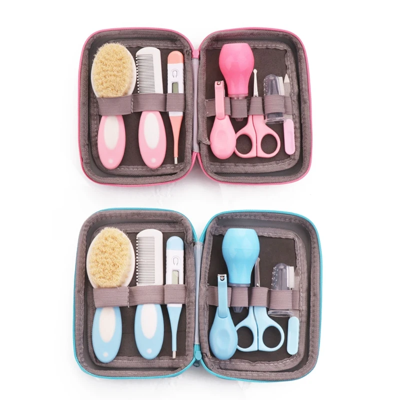 Kit De Soins Pour Bébé - Ensemble Portable Avec Brosse à Cheveux, Coupe-ongles, Nettoyant Nez, Brosse à Dents - Matériel Sûr Et Doux Pour Nouveau-nés
