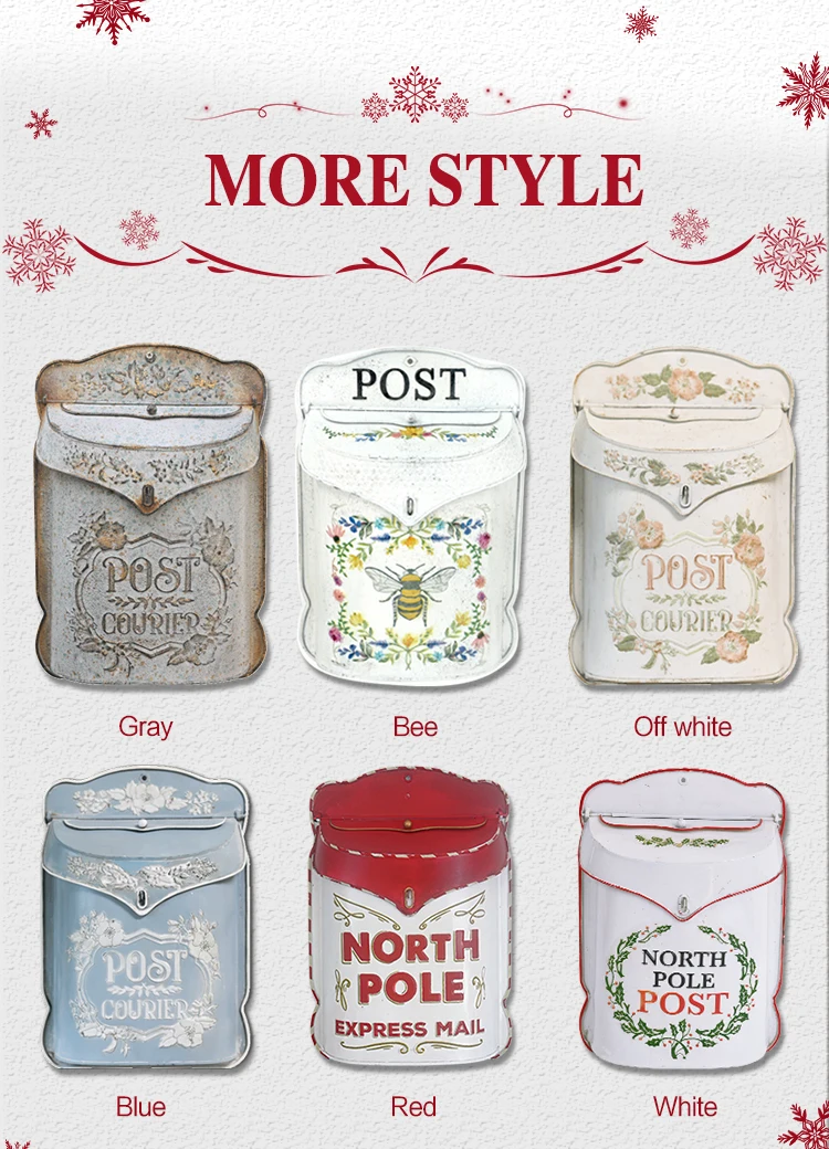 Boîte aux lettres extérieure de jardin Style rétro boîte aux lettres poteau mural en métal