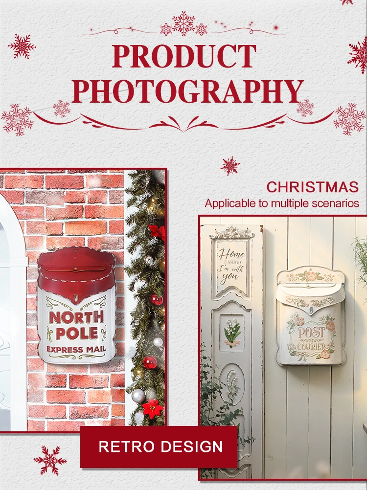 Boîte aux lettres extérieure de jardin Style rétro boîte aux lettres poteau mural en métal