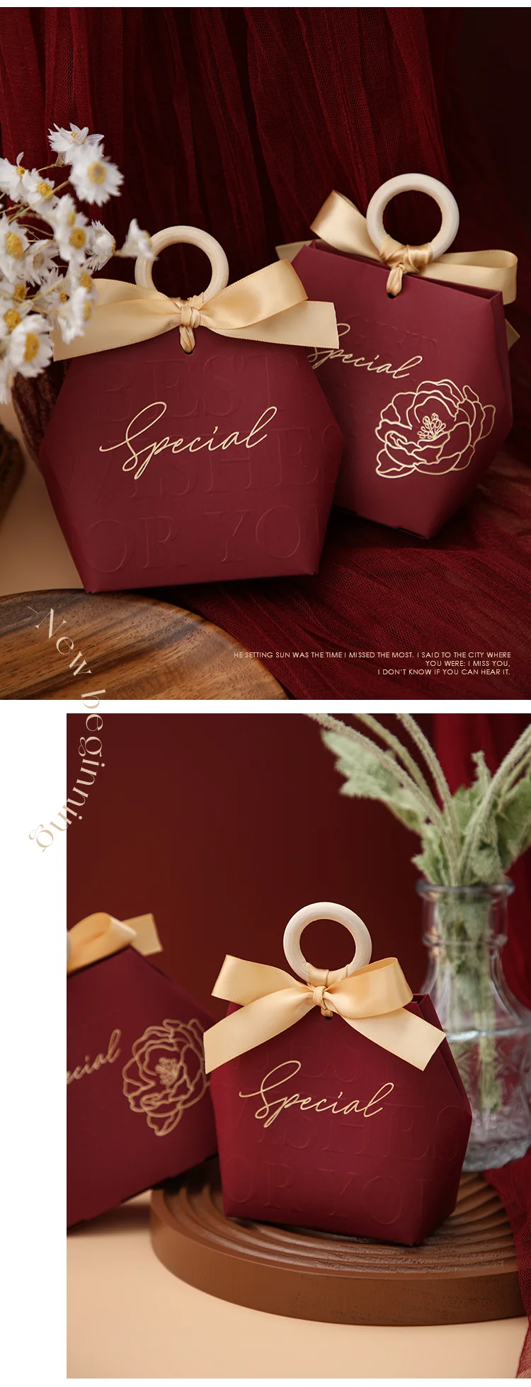 Sac cadeau avec anneau en bois - Image 1