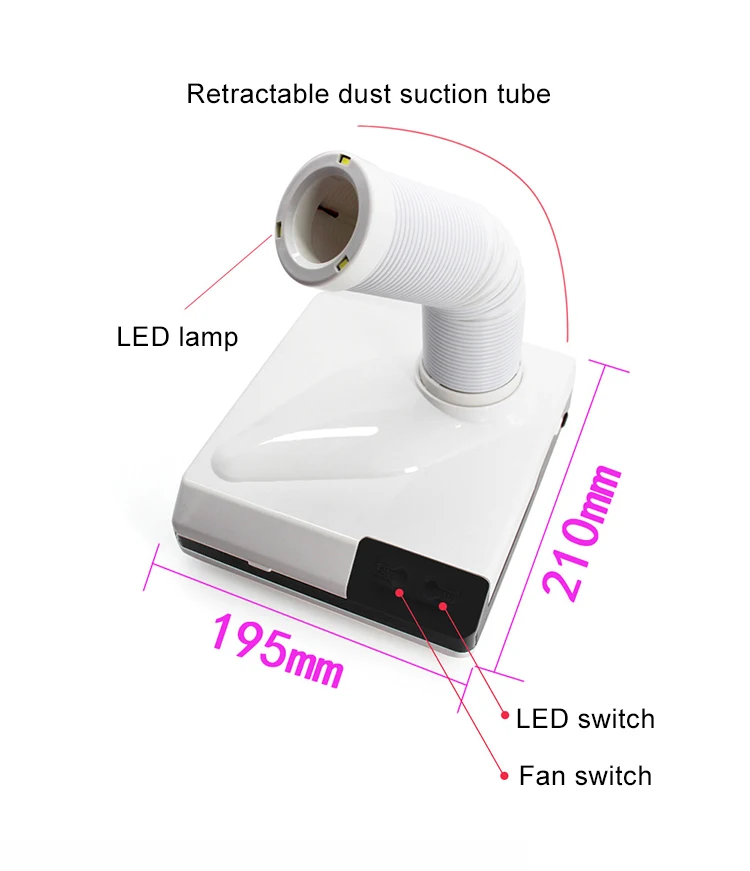 2018 New Vacuum MJ1001 60w Nail Dust Collector for nail art vacuum cleaner