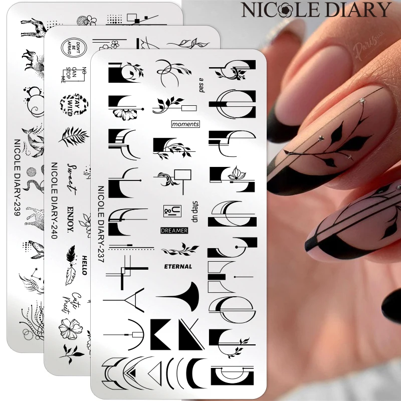 Exemples d'estampages avec la plaque NICOLE DIARY