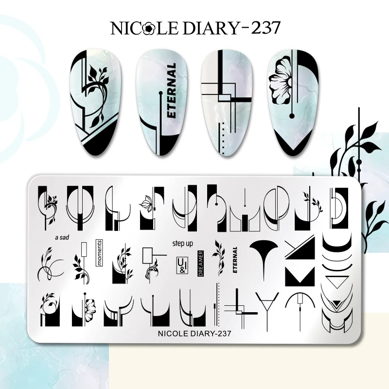 Exemples d'estampages avec la plaque NICOLE DIARY
