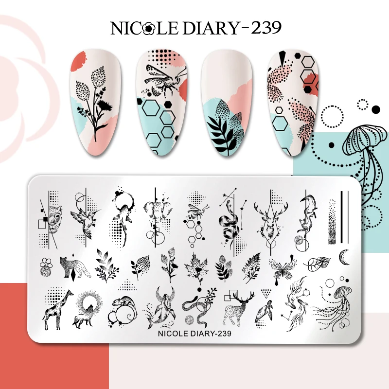 Exemples d'estampages avec la plaque NICOLE DIARY